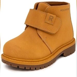 Kids Tan Leather Ankle Boots-Casual Strap Closure.Th were only used for one day
